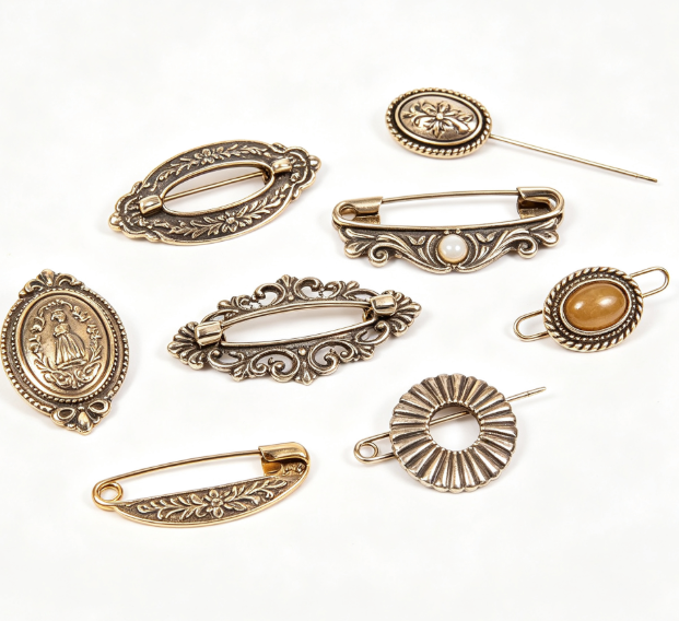 Vintage Engraved Brooch Pins Multipack, Anti-rust Decorative Lapel Pins for Suit Dress Scarf, Elegant Retro Jewelry Accessories