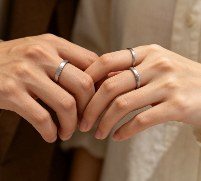 Matte Plain Couple Ring Set, Adjustable Open Band Rings Tarnish Resistant Matching Promise Rings for Men Women Engagement Gift